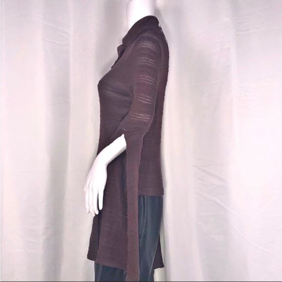 LA Made xRevolve Brown Semi-sheer Stripe Bat-wing Knit Mock Neck Sweater SzS - Picture 3 of 16